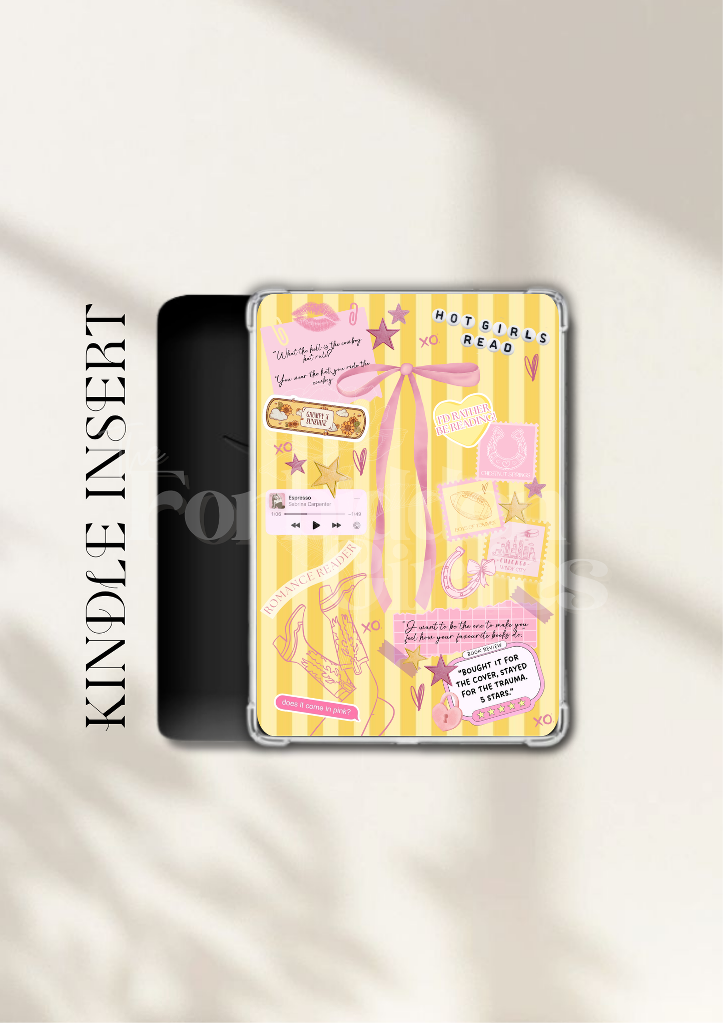 Yellow and Pink Romance Reader Kindle Insert